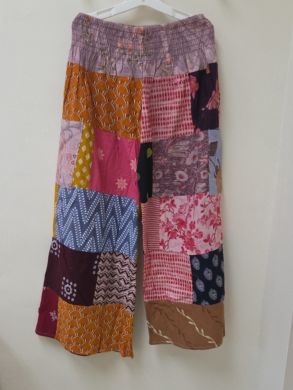 Boho Patchwork Wide-Leg Pants - Multicolor